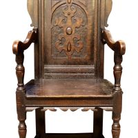 A 19th Century Carved Oak Wainscot Chair – 17th Century Style, Small Size