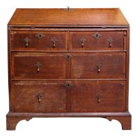 A Fine 18th Century Crossbanded Oak Bureau with Stepped Interior &amp; Secret Drawers