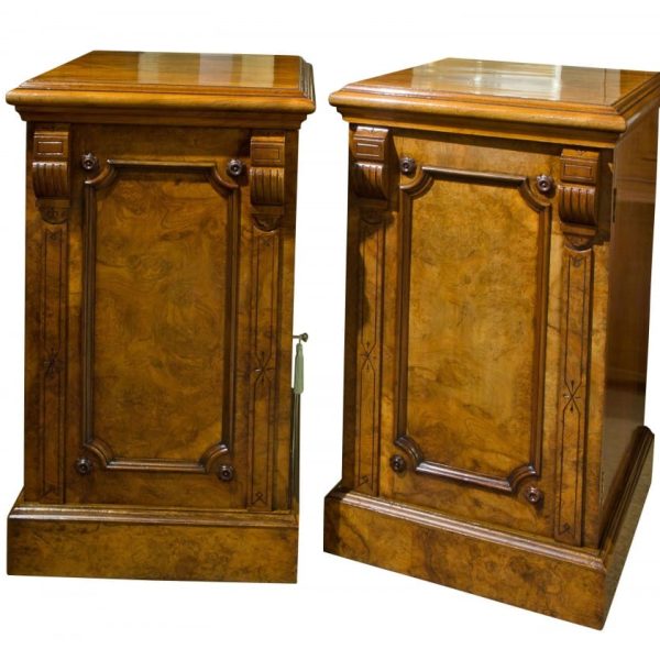 A fine pair of Victorian walnut pedestals c1870
