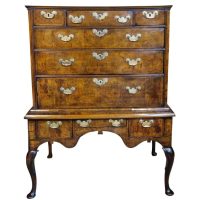 A Good George I Walnut and Burr Walnut Chest on Stand