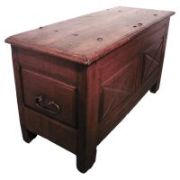 A Heavy French Panelled Oak Coffer