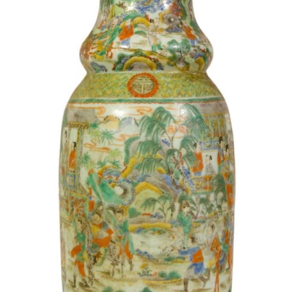 A large 19thc Cantonese porcelain vase A/F