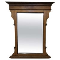 A Large Arts and Crafts 19th Century Light Oak Over Mantle Mirror