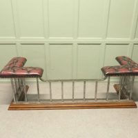 A Large Heavy Victorian Brass Club Fender Set on Wood