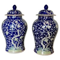 A Large Pair of Oriental Porcelain Ginger Jars A Lovely Vintage pair the Jars beautifull