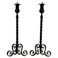 A Large Pair of Wrought Iron Candle Sticks or Torchère