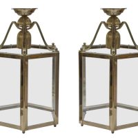 A pair of brass lanterns in the Georgian style
