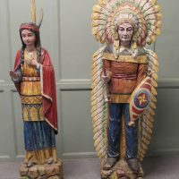 A Pair of Carved & Painted Cigar Store American Indians, Shop Trade Signs