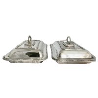 A Pair of Edwardian Silver Plated Entree Dishes by Hukin and Heath