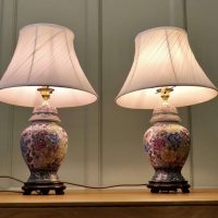 A Pair of Famille Rose Vase Lamps