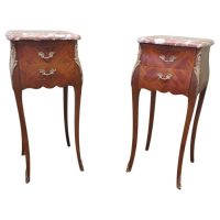 A Pair of French Bombe Style Bedside Tables