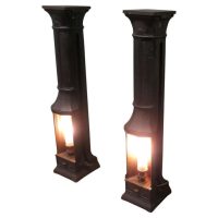 A Pair of French Cast Iron Green House Heater Lamps