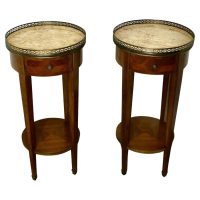 A Pair of French Circular Side Tables with Drawers