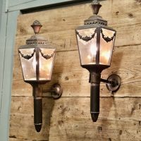 A Pair of French Empire Style Brass Carriage Lights, Wall Lights A pair of 19th Century B