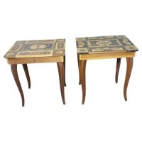 A Pair of Intricately Decorated Italian Musical Side Tables