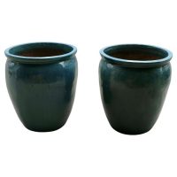 A Pair of Large French Turquoise Garden Tree Planters