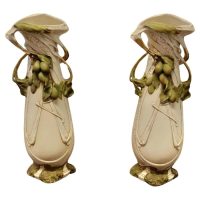 A Pair of Large Royal Dux Bohemia Art Nouveau 19th Century Porcelain V
