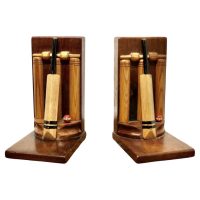 A Pair of Mid Century Quirky Bookends on a Cricket theme