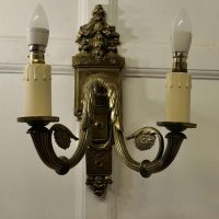 A Pair of Neo Classical Large Brass Twin Wall Lights