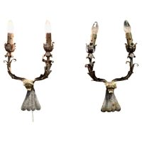 A Pair of Shabby Chic Toleware Lights