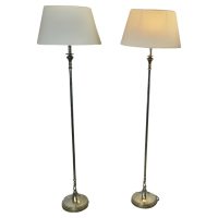 A Pair of Silver Floor Lamps with Shades