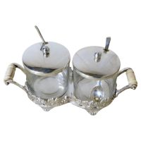 A Pair of Silver-plated Conserve Pots on a Stand