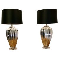 A Pair of Silvered Glass Table Lamps