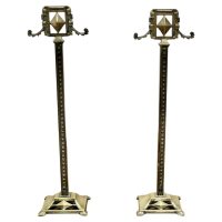 A Pair of Tall Victorian Brass Andirons or Tool Rests
