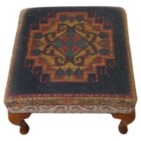 A Petit Point Embroidered Tapestry Upholstered Stool A Lovely piece