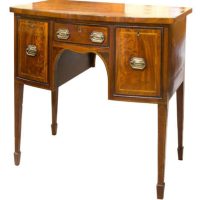 A rare small George III mahogany and purpleheart banded bow-front sideboard, circa 1760