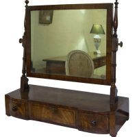 A Regency period mahogany dressing table mirror with 3 drawers to the base with brass string inlay circa 1820
