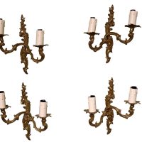 A Set of Four Gilt Brass Louis XVI Style Wall Sconces, Circa 1920