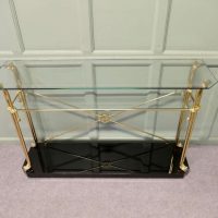 A Stylish Brass and Glass Mid Century Console Table