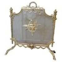 A Superb French Brass Rococo Fire Guard, Spark screen