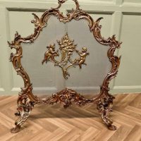 A Superb French Brass Rococo Spark Guard, Fire Screen