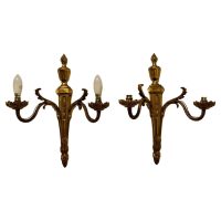 A Superb pair of French Neo Classical Large Brass Wall Lights