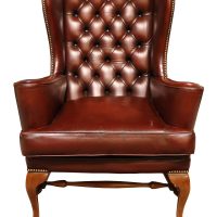 A Vintage Burgundy Leather Wingback Armchair, circa 1960s
