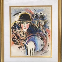 Zamy Steynovitz (1951-2000) Original Watercolour and Mixed Media Portrait