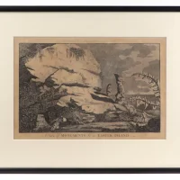 Rare Easter Island Moai Antique Print from Captain Cook&#8217;s Voyage, Hodges c 1784