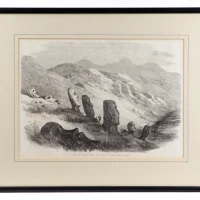 Rare Easter Island Moai Antique Print Otuiti Crater Published 1869 VGC