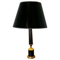 An Art Deco Brass and Black Leather Table Lamp This is a very stylish lamp