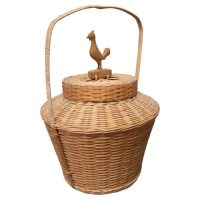 An Oriental Bamboo Chicken Basket or Shopping Basket