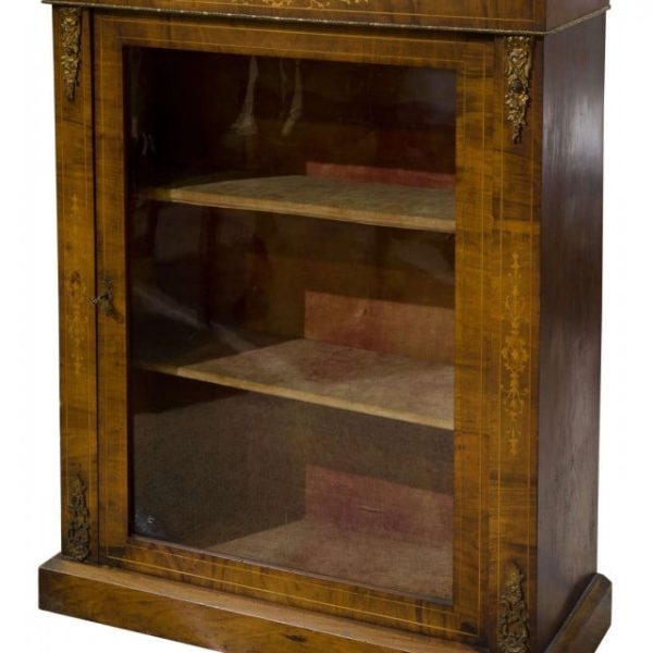 An ormolu mounted and inlaid walnut pier cabinet