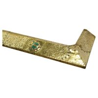 Antique Arts and Crafts Brass Fender, Green Cabochon