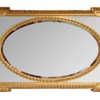 Antique Giltwood &amp; Gesso Hepplewhite Style Overmantel Mirror, c.1900