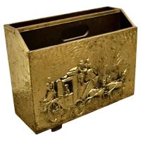 Art Deco Beaten Brass Magazine Rack This Is a Pretty Little Piece, in Brass