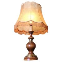 Art Deco Turned Walnut and Brass Table Lamp