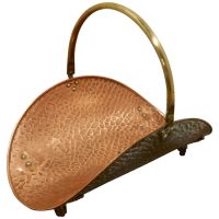 Arts %26 Crafts Beaten Copper Log Carrier