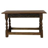 Arts and Crafts Carved Country Golden Oak Joint Stool Window Seat, Hall Bench