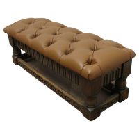 Arts and Crafts Chesterfield Buttoned Leather Oak Foot Stool
